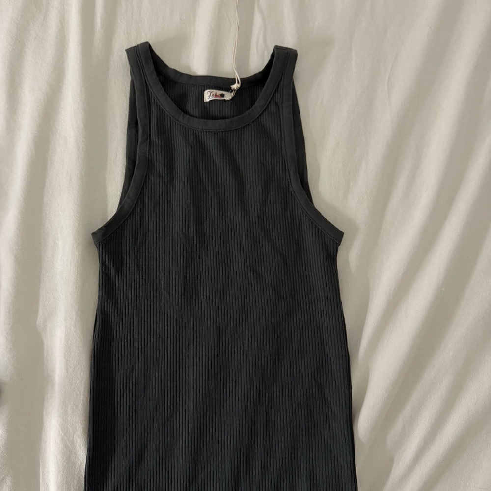 Faherty Black Ribbed Tank Top - Picture 2 of 2
